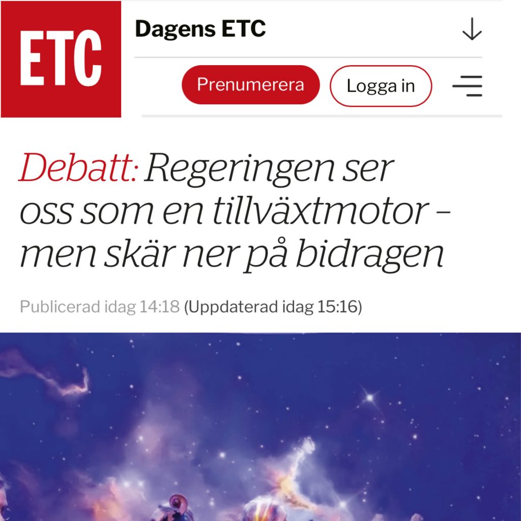 Debattartikel i Dagens ETC