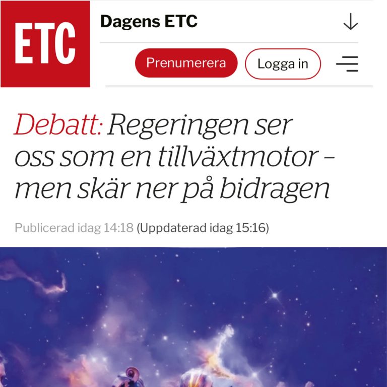 Debattartikel i Dagens ETC